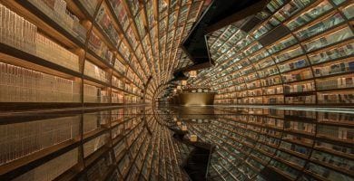 biblioteca futurista china destacada