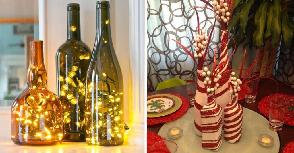 20 ideas para convertir tus botellas de vidrio en esta Navidad 🏰 - Casas